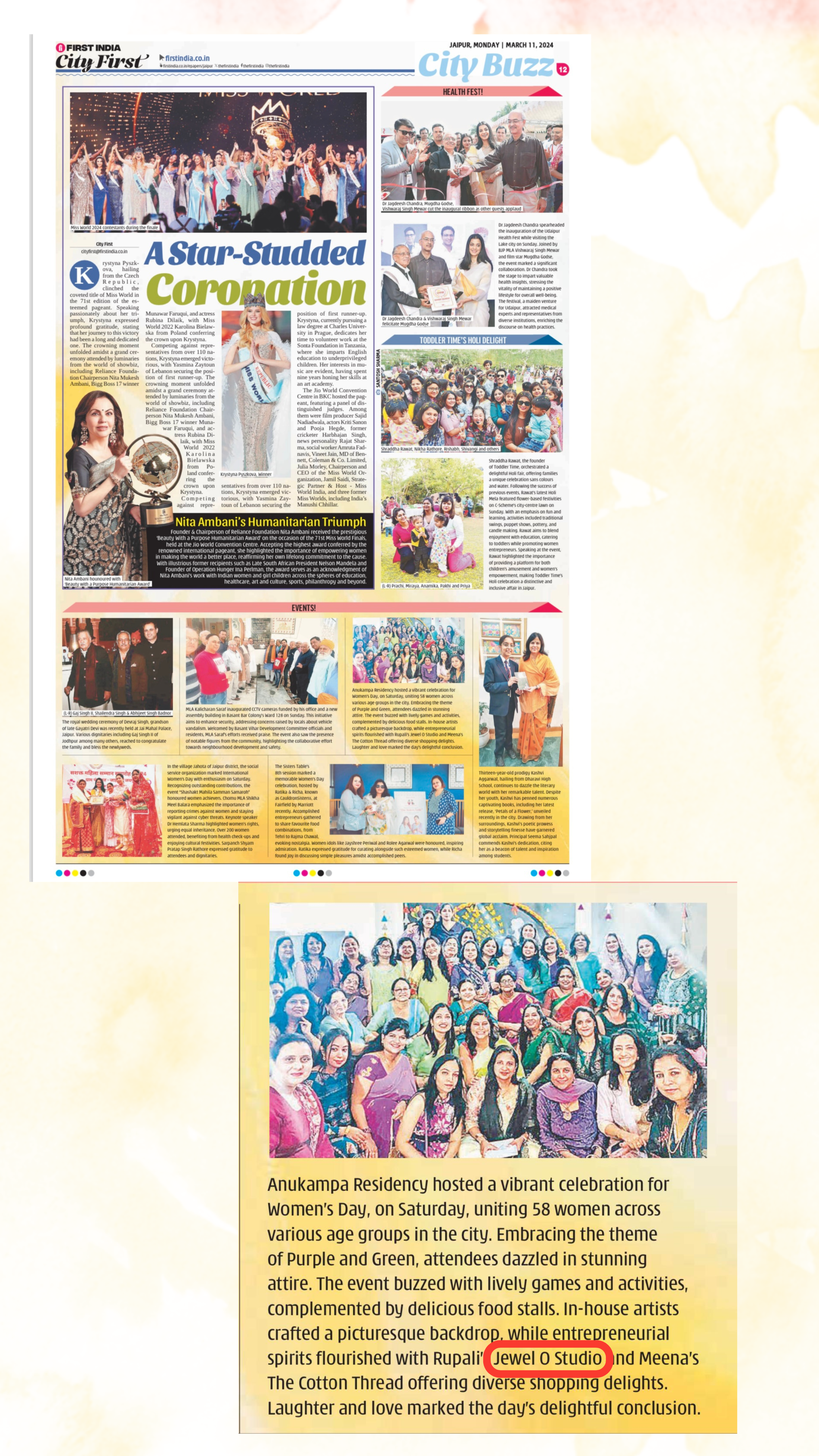 Jewel ‘O’ Studio featured in First India – City First, March 2024 Edition