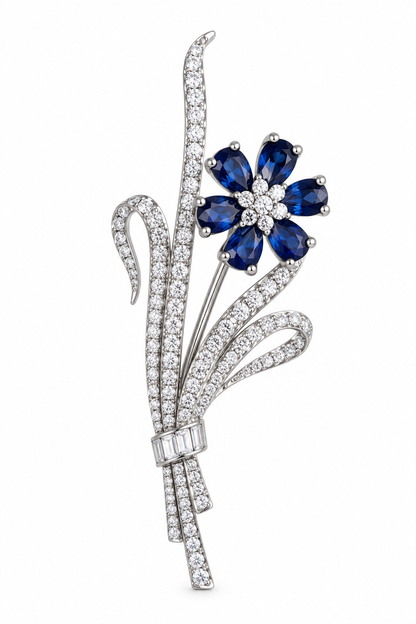 Sapphire Flower Brooch