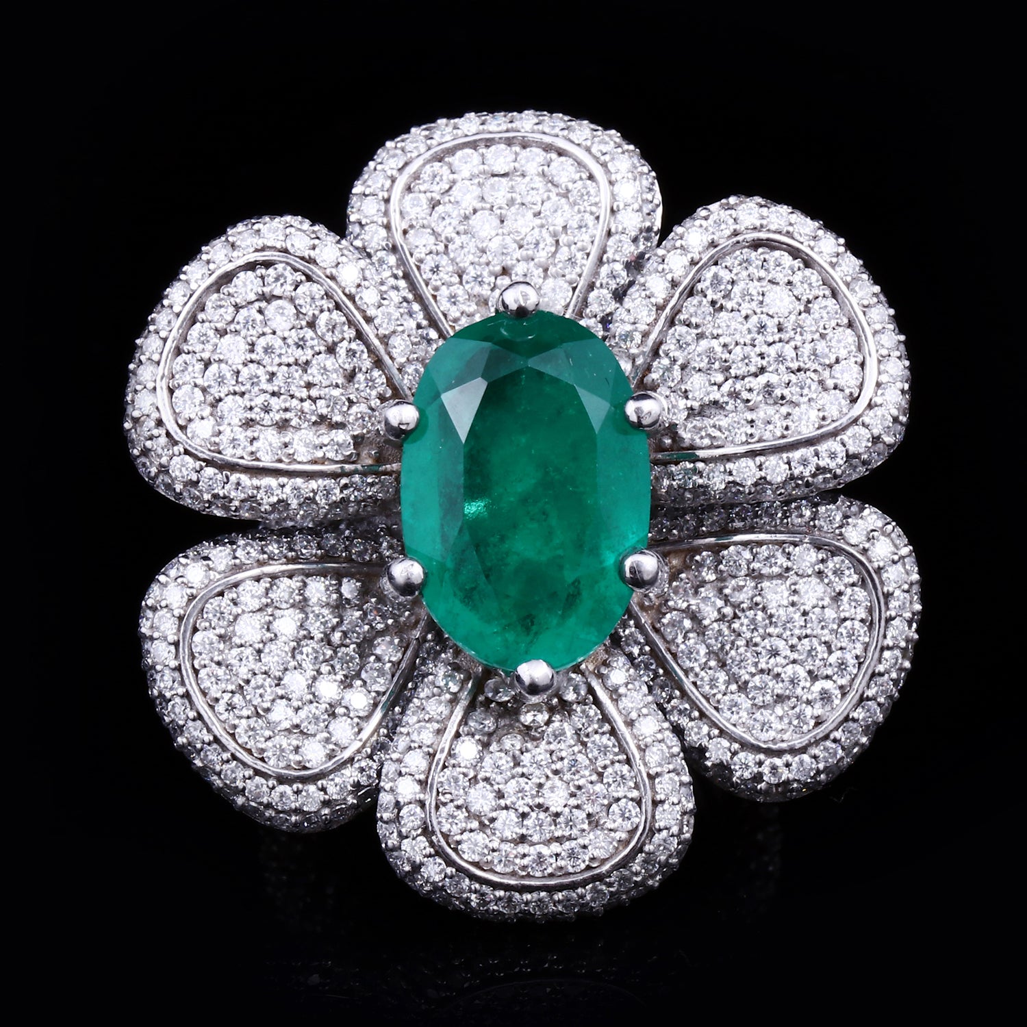 Emerald Flower Ring