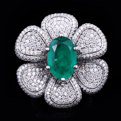 Emerald Flower Ring