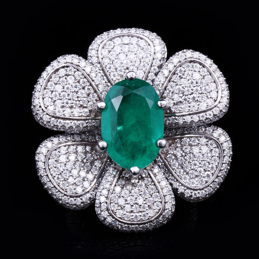 Emerald Flower Ring