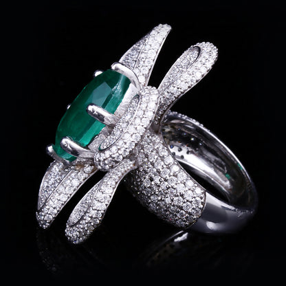 Emerald Flower Ring