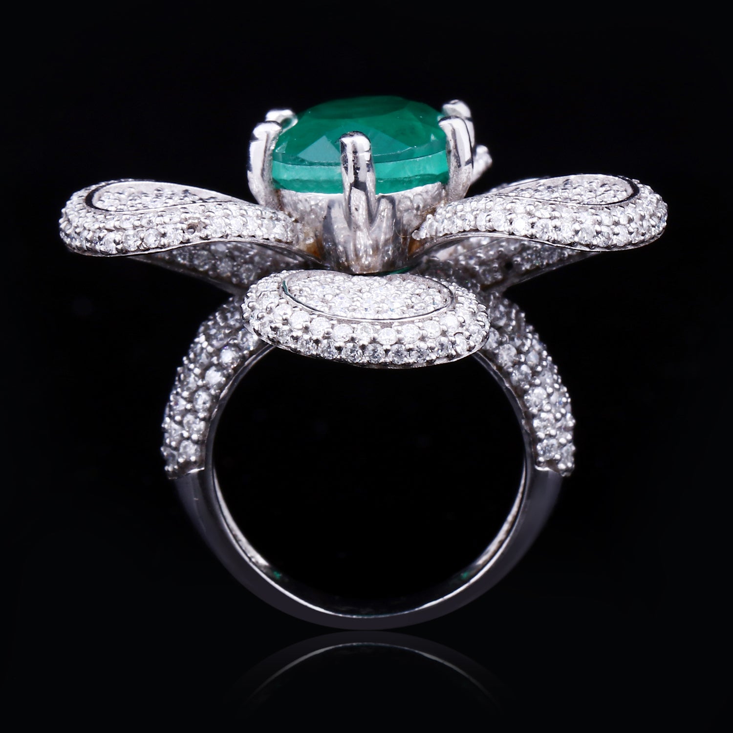 Emerald Flower Ring