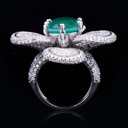 Emerald Flower Ring