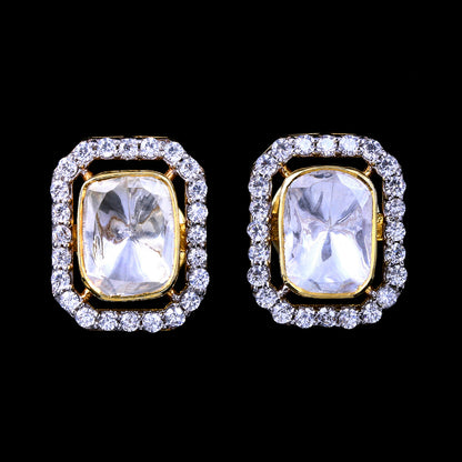 Rectangle Halo Polki Stud