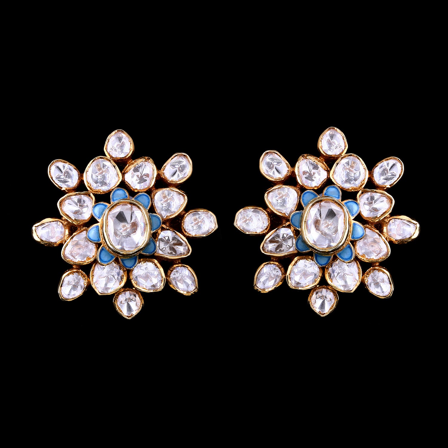 Blue Meena Flower Polki Tops
