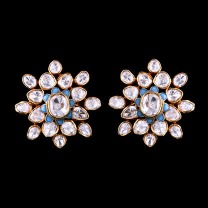 Blue Meena Flower Polki Tops