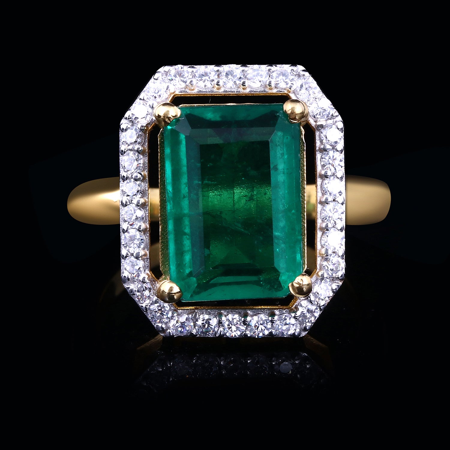 Emerald Halo Ring