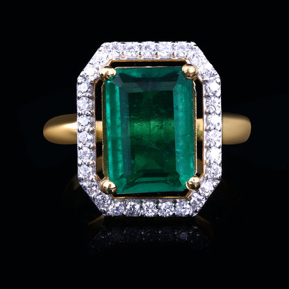 Emerald Halo Ring
