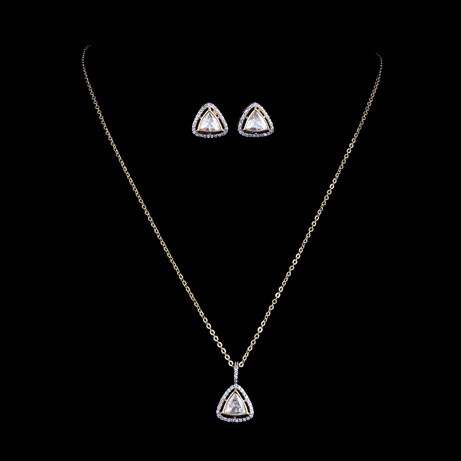 Tri Polki Pendant Set