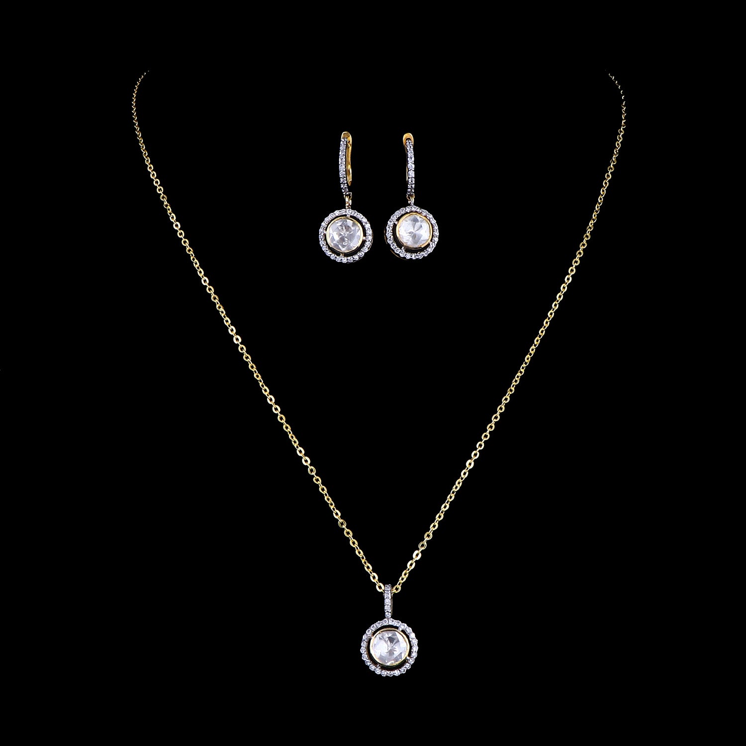 Halo Polki Pendant Set