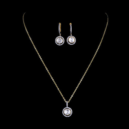 Halo Polki Pendant Set