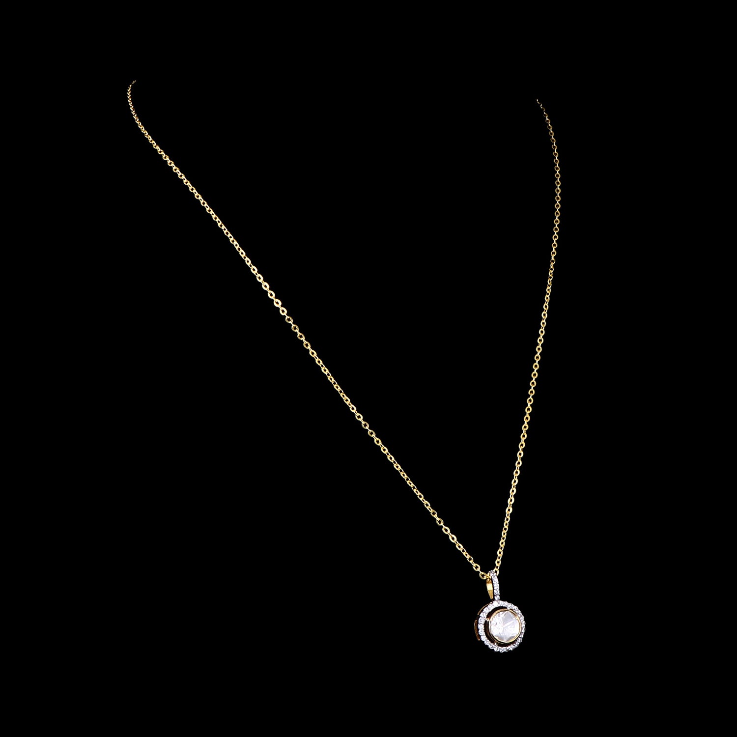 Halo Polki Pendant Set
