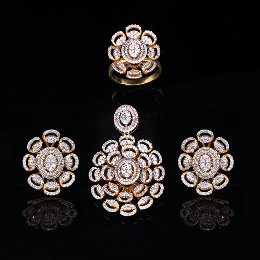 Flora Diamond Pendant Set