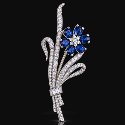 Sapphire Flower Brooch