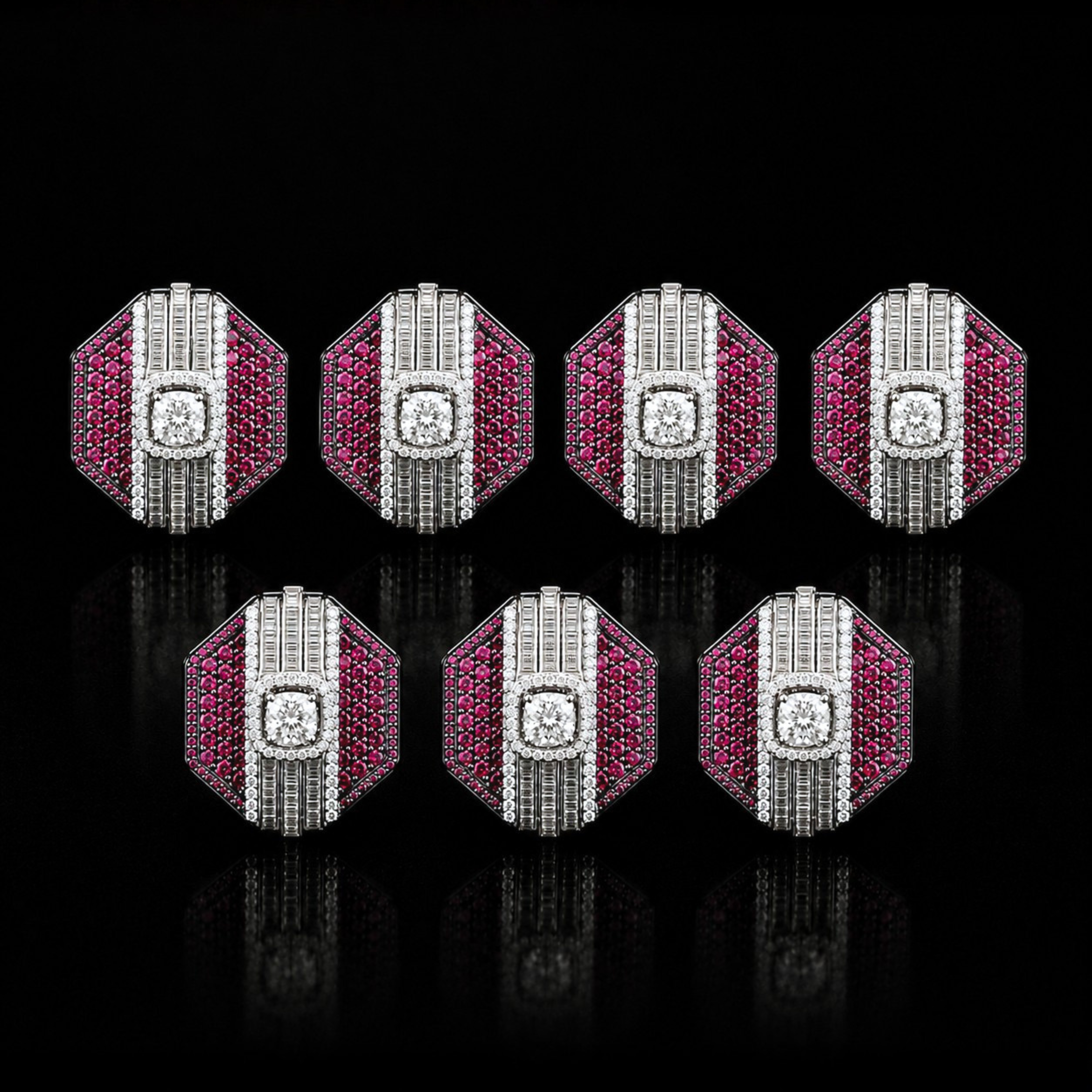 Hexa Ruby Buttons (Set of 7)