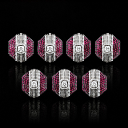 Hexa Ruby Buttons (Set of 7)