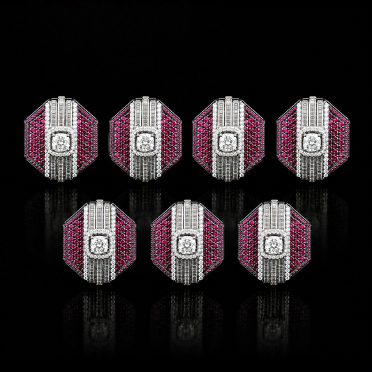 Hexa Ruby Buttons (Set of 7)